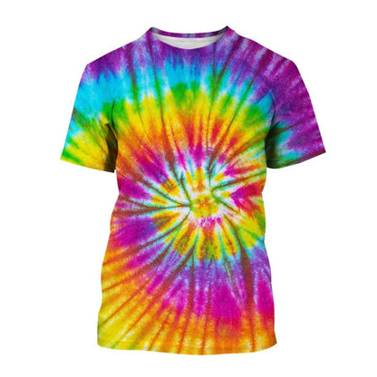 Colorful Tie Dye Pattern 3D Print T-shirts Men Woman Harajuku Streetwear O-neck T Shirt Hip Hop Kids Unisex Tees Tops Clothing