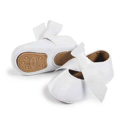 Baby Girl Shoes Bowknot Flats Wedding Princess Dress Shoes Ballet Slippers Non-slip Rubber Sole Toddler First Walking Crib Shoes