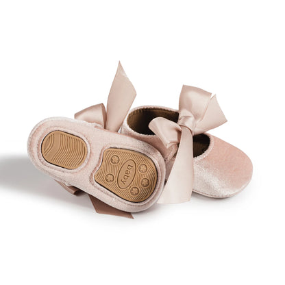 Baby Girl Shoes Bowknot Flats Wedding Princess Dress Shoes Ballet Slippers Non-slip Rubber Sole Toddler First Walking Crib Shoes