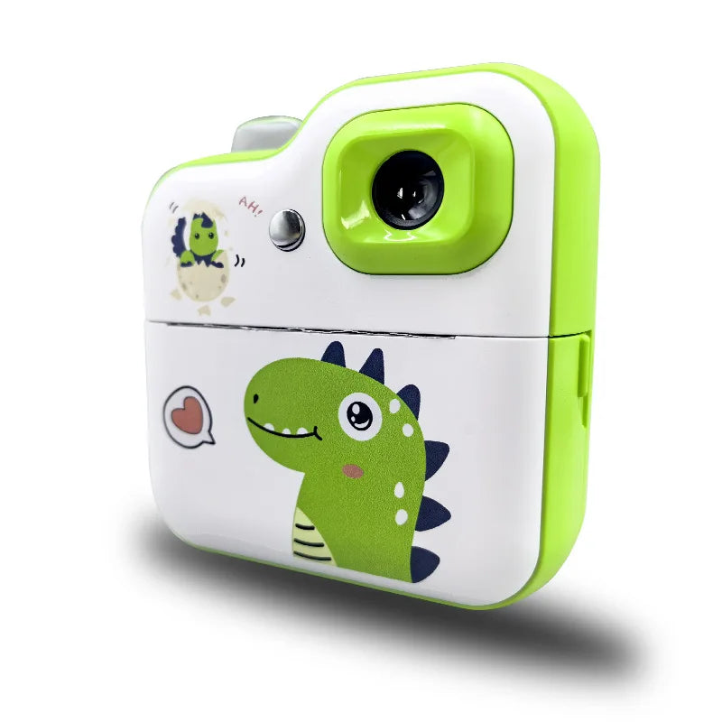 Cartoon Dinosaur Camera Toy Children Digital Camera Instant Thermal Print Camera Photo Printing Camera Video Toy+32G Memory Card