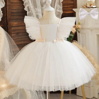 2024 Summer Dress Newborn Infant 1st Birthday Christening Clothes Princess Ruffles Sequins Weddings Party Gown Baby Girls Dress