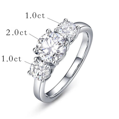 IOGOU 2CT 4CT D Color Moissanite Engagement Ring for Women Original 925 Sterling Silver 3 Stone Wedding Promise Band GRA Jewelry