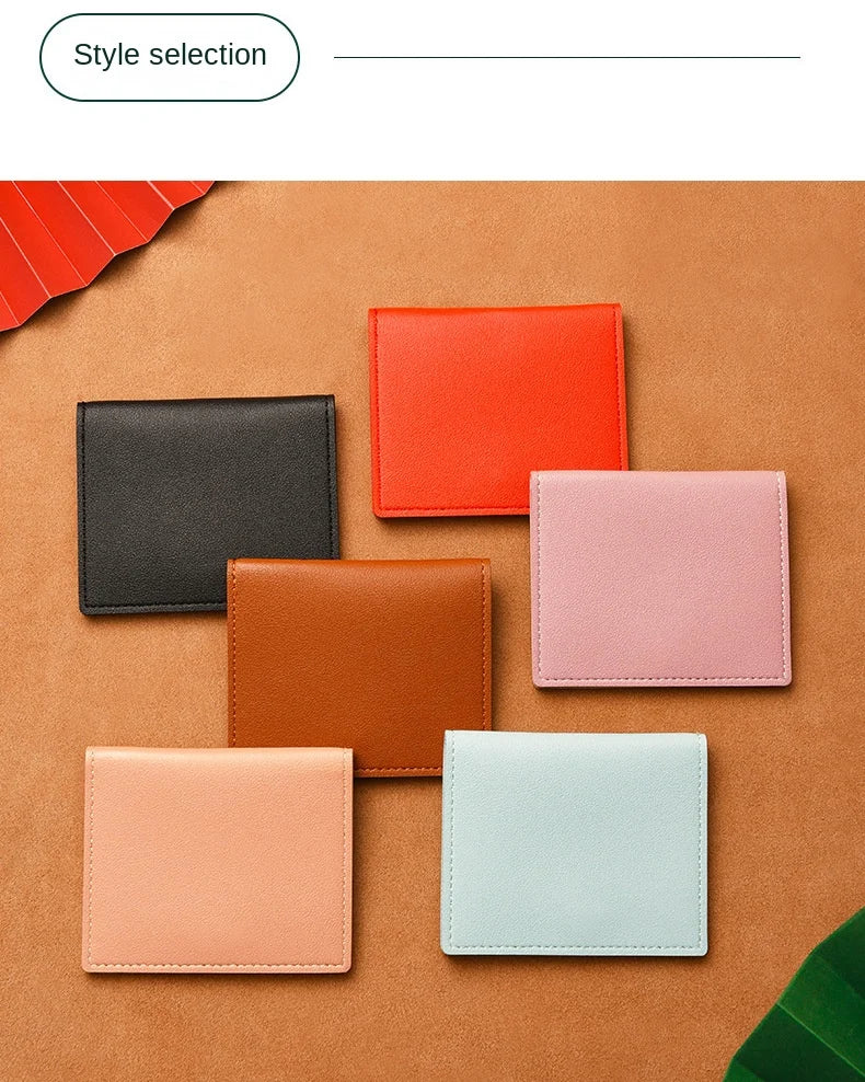 PU Leather Card Holder Business ID Credit Card Bags Wallet for Women Short Solid Purse with Buttons Ultra Thin Credit Card Bags