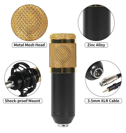 BM800 V8 Sound Card Set Professional Audio Condenser Mic Studio Singing Microphone for Karaoke Podcast Recording Live Streaming