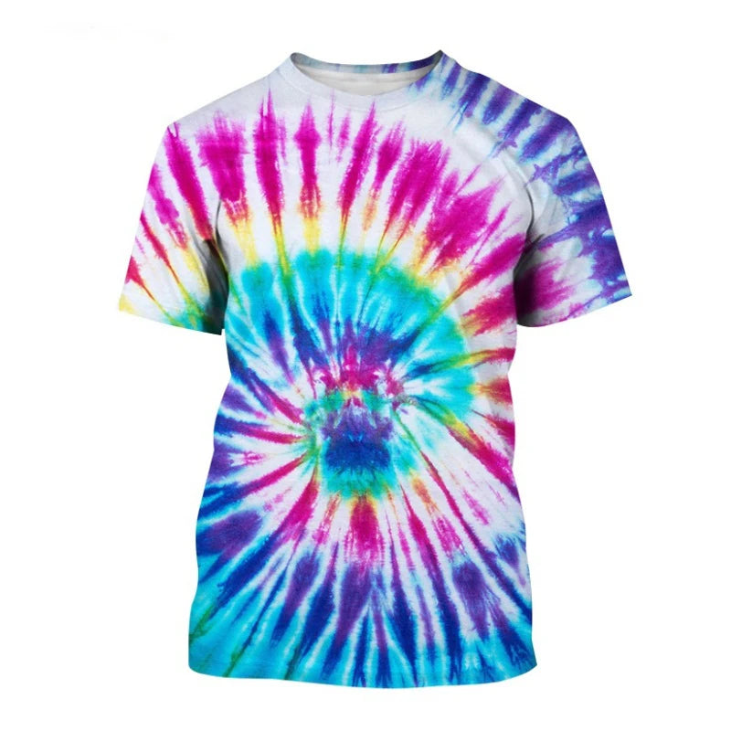 Colorful Tie Dye Pattern 3D Print T-shirts Men Woman Harajuku Streetwear O-neck T Shirt Hip Hop Kids Unisex Tees Tops Clothing