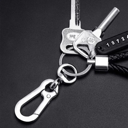 Trendy DIY Mobile Phone Number Plate Pendant Keychain for Men Punk Simple Woven Leather Rope Anti-lost Car Key Chain Accessories