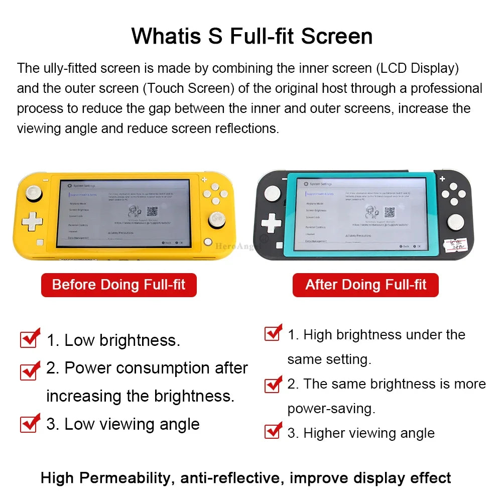 NEW Full-Fitted 2 IN 1 Screen Assembly Digitizer Replacement LCD Screen Full Screen Assembly for Nintendo Switch Lite Console