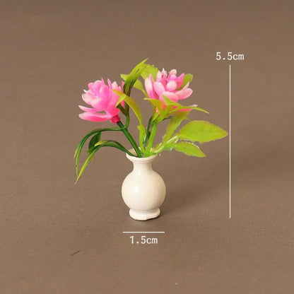 8 Styles Dollhouse Miniature New 1:12 Green Plant Finished Flower Miniature Dollhouse Decorations