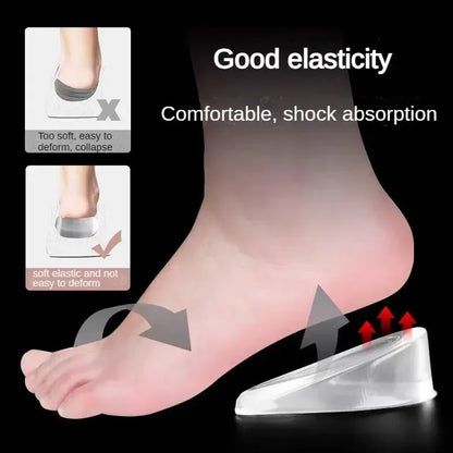 2PCS Invisible Silicone Height Increase Insoles Gel Heel Lifting Inserts Transparent Foot Care Protector Elastic Shoe Insert 3CM