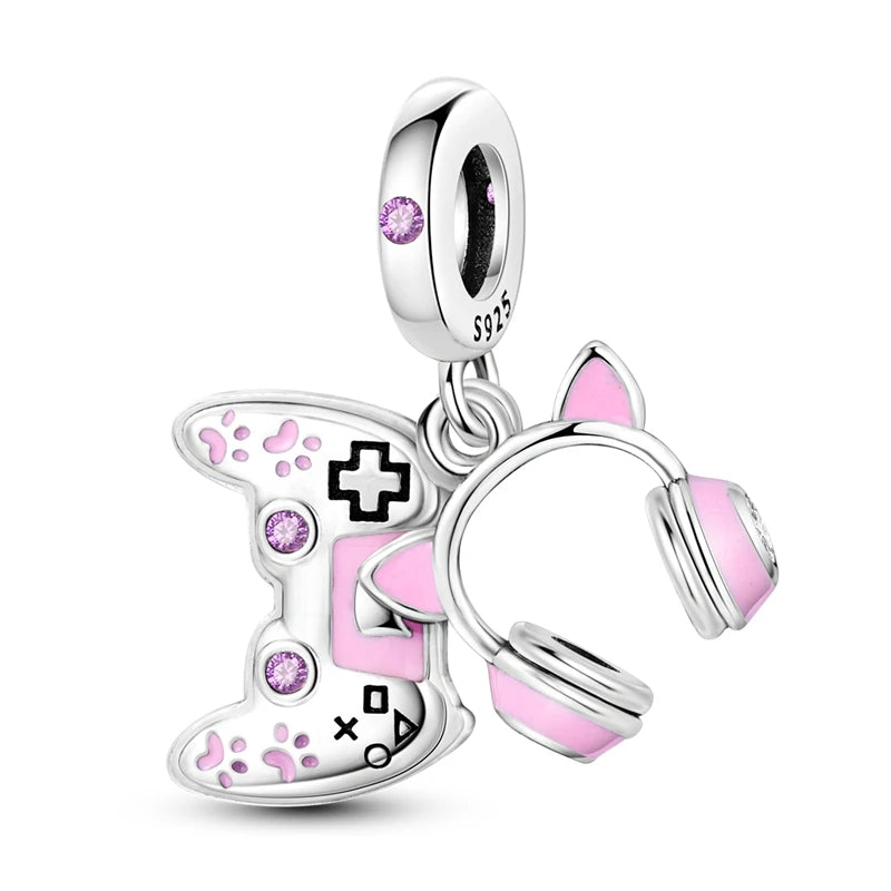 2025 925 Sterling Silver Charms Beads Love Heart Pink Original Charm Pendant Fit Charm Bracelets DIY Jewelry Birthday Gift Women