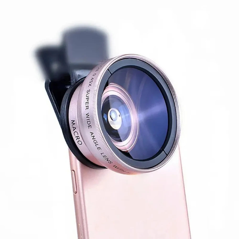 2 in1 Phone Lens 0.45x 49uv Super Wide Angle Macro Lens for iPhone 14 13 15 HUAWEI Xiaomi Smartphone Lenses with 37mm Phone Clip