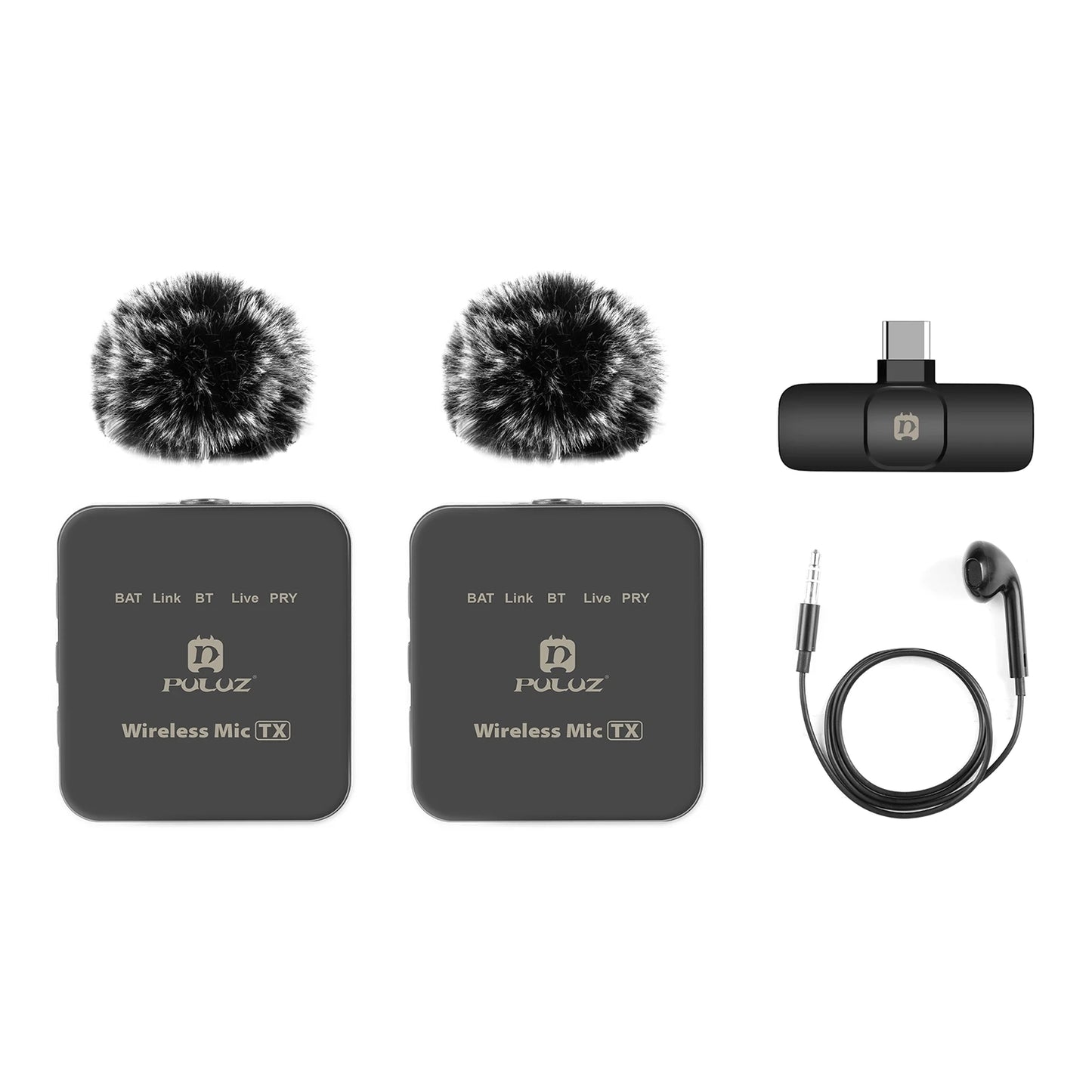 PULUZ Wireless Lavalier Microphone Portable Audio Video Recording Mini Mic for iPhone Android Outdoor Live Broadcast Phone Mic