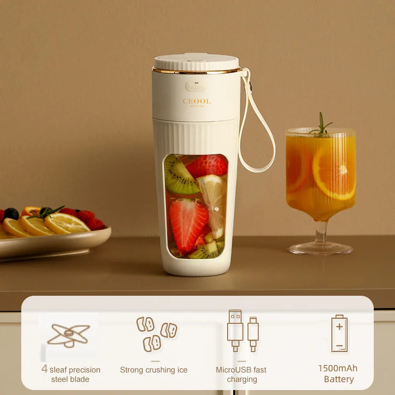 350ML Portable Electric Juicer Blender 10 Blades Fruit Mixers 3000mAh USB Rechargeable Smoothie Juicer Cup Squeezer Juice Maker