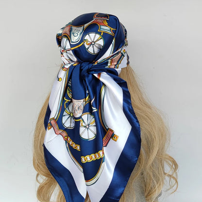 new 90*90cm fashion Silk Scarf Scarftop Headwraps Women Vintage Four Seasons Hair Scarve Hijab Foulard Bandana Femme Headscarf