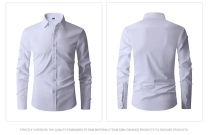 Men's Long Sleeve Regular Fit Casual White Shirts for Men Button-Down Social Shirt USA Size S-XL