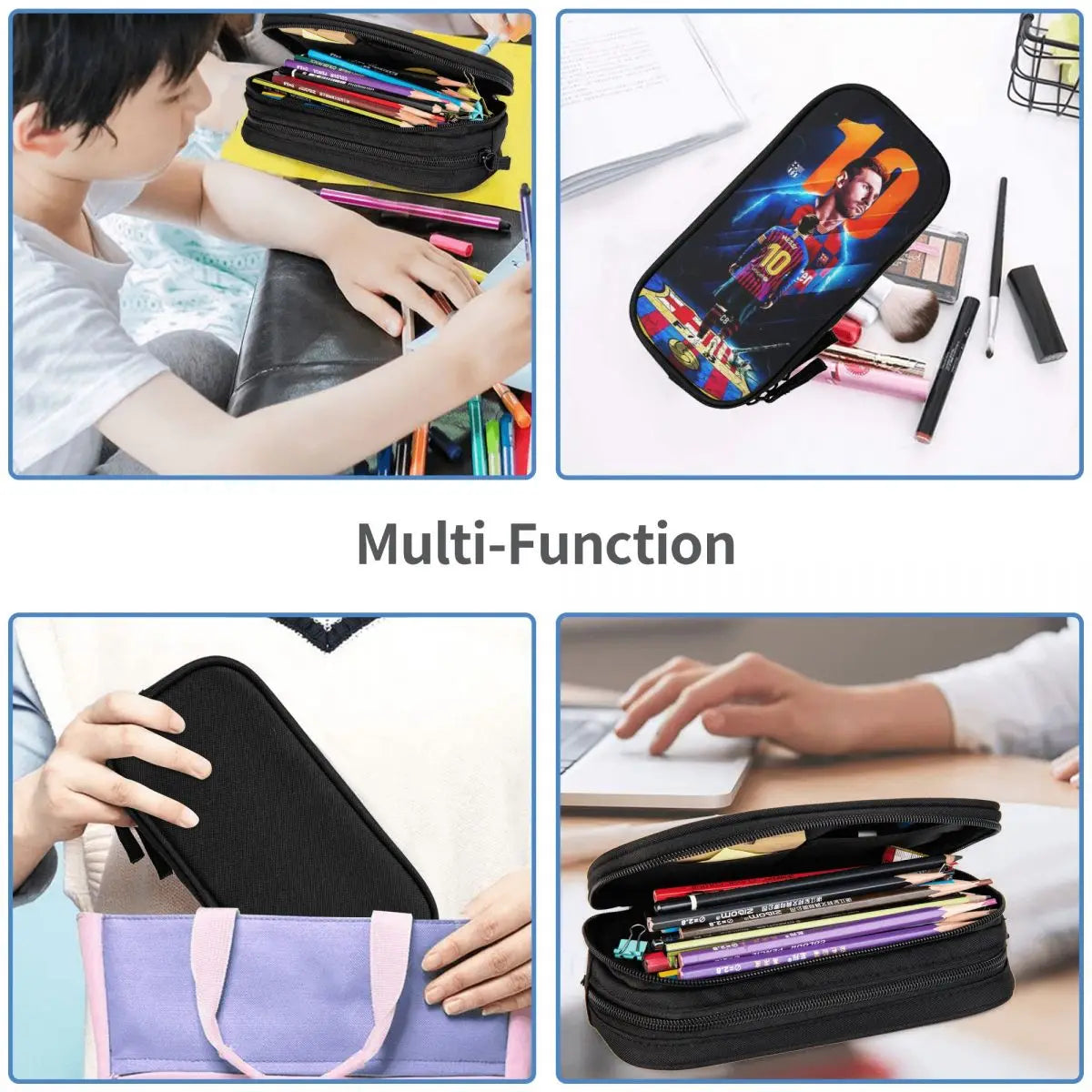 Football Messi Pencil Cases for Fan Soccer Lover Messied Pen Holder Bag Student Big Capacity Students School Gifts Pencil Pouch