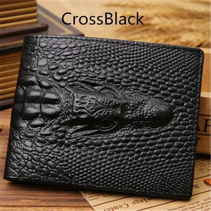 Crocodile Skin Wallet Men 100% Genuine Leather Small Zipper Short Men Wallets Credit Card Holders Coin Pocket Purse Alligator