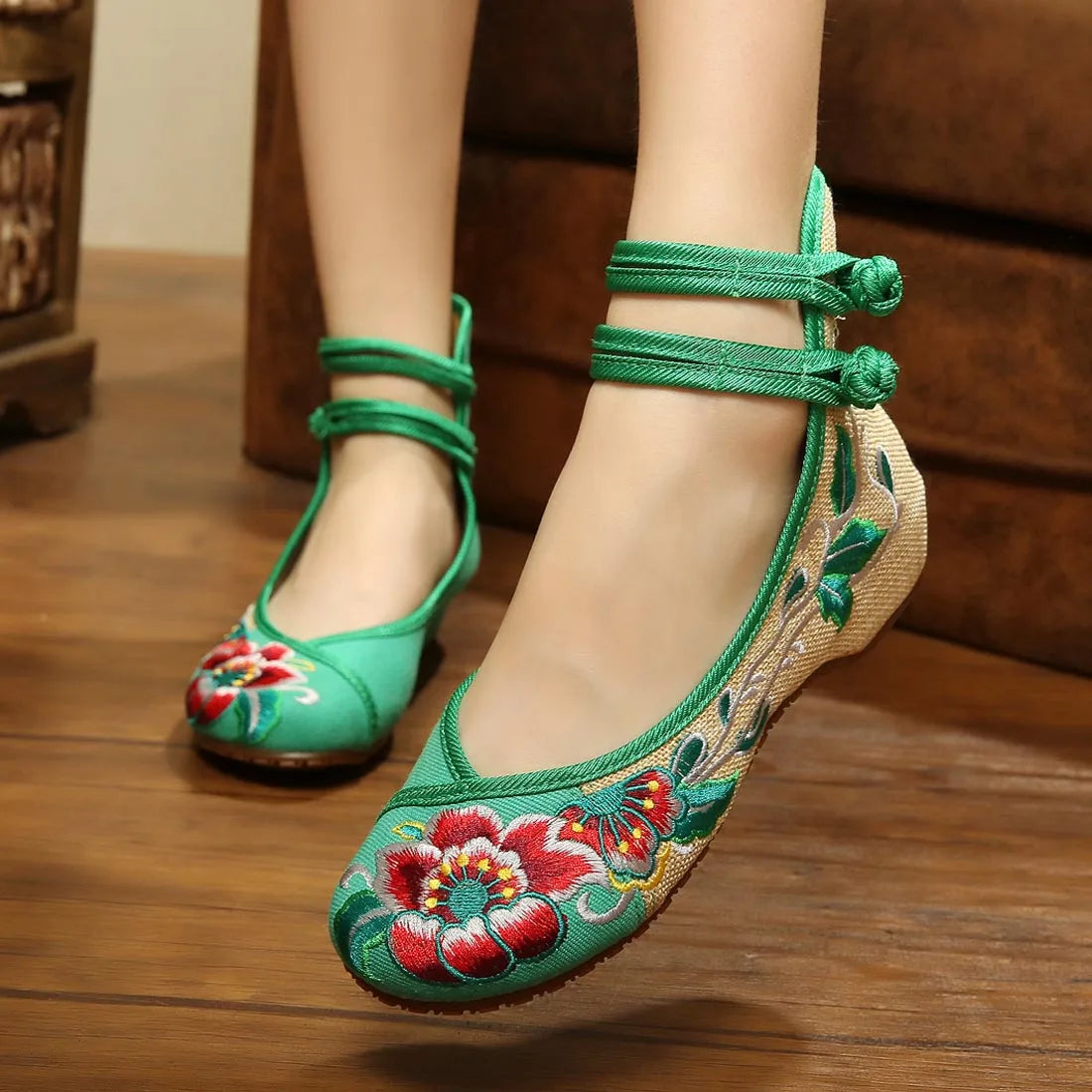 Women Spring Summer Peach Buckle National Wind Embroidered Women's Casual Shoes Size 9 Dress Shoes for Women Business Casual