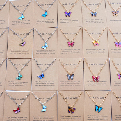 20Pcs/Lot Korean New Butterfly Pendant Necklace for Women Gilrs Cute Lovely Neck Jewelry Accessories Birthday Gifts