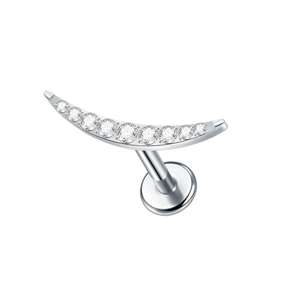 1/5PCS Titanium 16G Crescent Moon PIERC Ear Cartilage CZ Paved Top Labret Stud Tragus Helix Earring Piercings Lip Women Jewelry