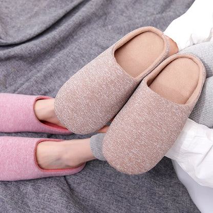 Japanese style Men's and women's winter home slippers soft sole non-slip Static step   warm indoor noiselessly slippers portable