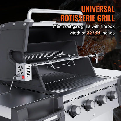 VEVOR Universal Grill Rotisserie Kit Electric BBQ Grill w/9W Motor, Stainless Steel Automatic Grilling Kit,Hexagon Spit Rod