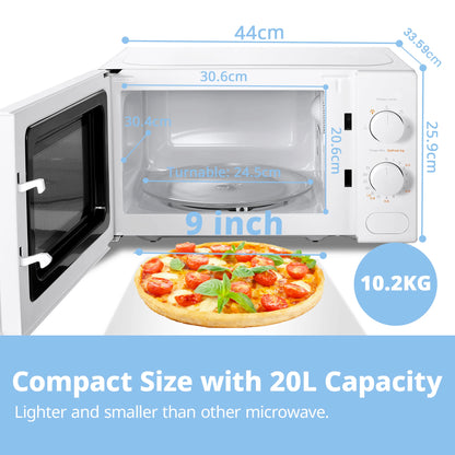 COMFEE 700W 20L Black Microwave Oven With Compact Design, 5 Cooking Power Levels, Quick Defrost Function, Kitchen Manual Timer