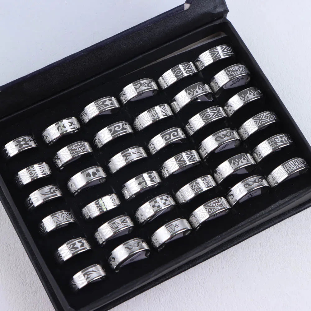 10pcs/lot Wholesale Fashion Simple Stainless Steel Ring For Men Women Beautiful Trendy Punk Jewelry Vintage Birthday Party Gifts