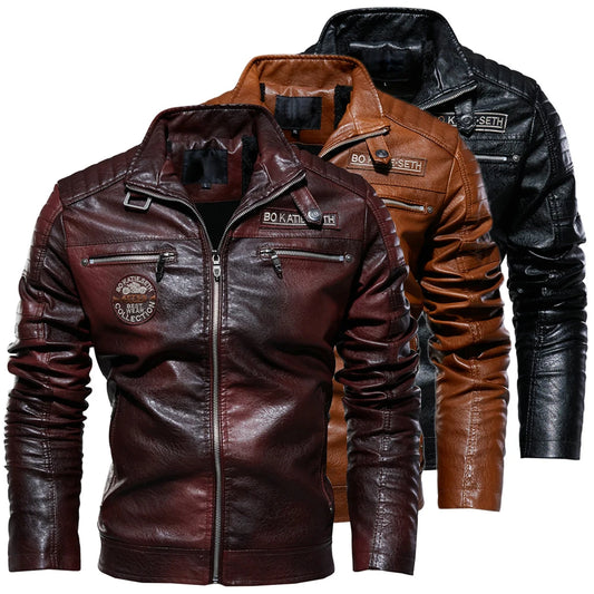 2023 leder Jacke Männer Winter Fleece Motorrad Faux Leder Jacke Abnehmbarer Pelz Kragen Windjacke Ropa De Hombre Dünner Mantel