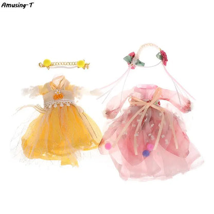 1set 16CM Chinese Style Doll Hanfu Clothing Dress Doll Ancient Costume Gown Dolls Clothes Accessories Dress Up Toys  For Girls