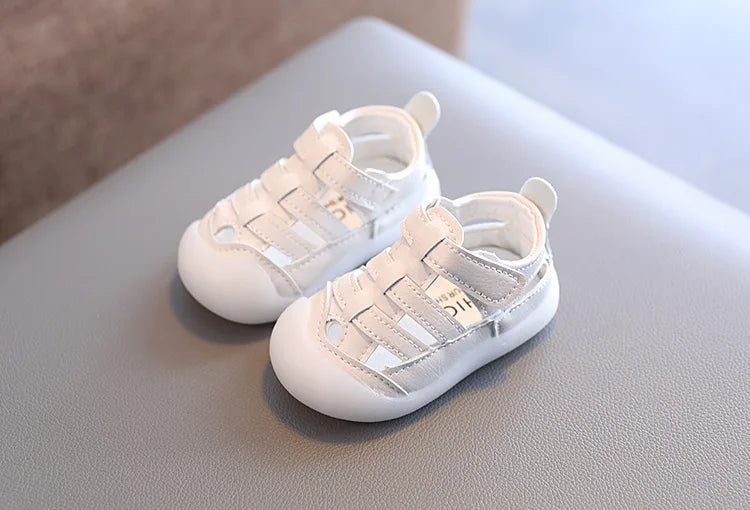 Baby Sandals Summer Infant Beach Shoes Baby Boy Girl Sandals Newborn First Walkers Soft PU Leather Close-toed Sandals For Baby