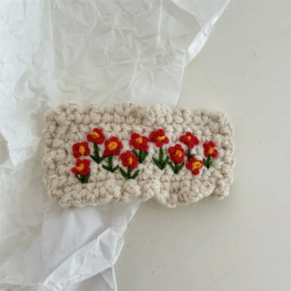 Lovely Sweet Hair Clips Wool Knitted Flower Barrettes Hairpins for Kids Girls Candy Crochet Cartoon Headwear Hair Accessories