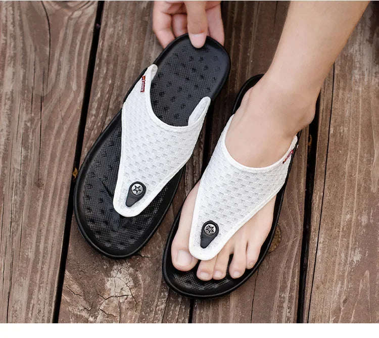 MAEDEF Slippers Summer Flip Flops for Men Beach Slippers Casual Sandals Comfortable Shoes Non-Slip Bathroom Shoes  Men Slides