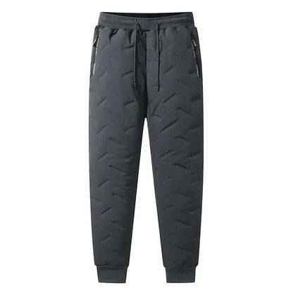 Winterhose aus Baumwolle mit Daunenfüllung für Herren, lässig, wasserdicht, mit Reißverschlusstasche, dicke Wolle, warme Hose, Jogger, Outdoor, kältebeständige Skihose, 7XL