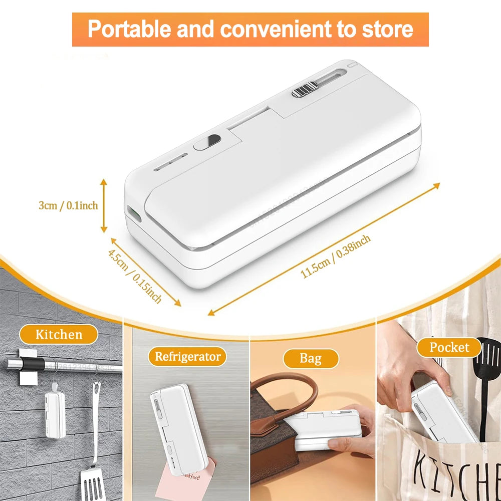 Mini Heat Bag Sealing Machine Clip Bag Handheld Food Sealer USB Rechargable Food Packaging Heat Sealer Plastic Package Sealer