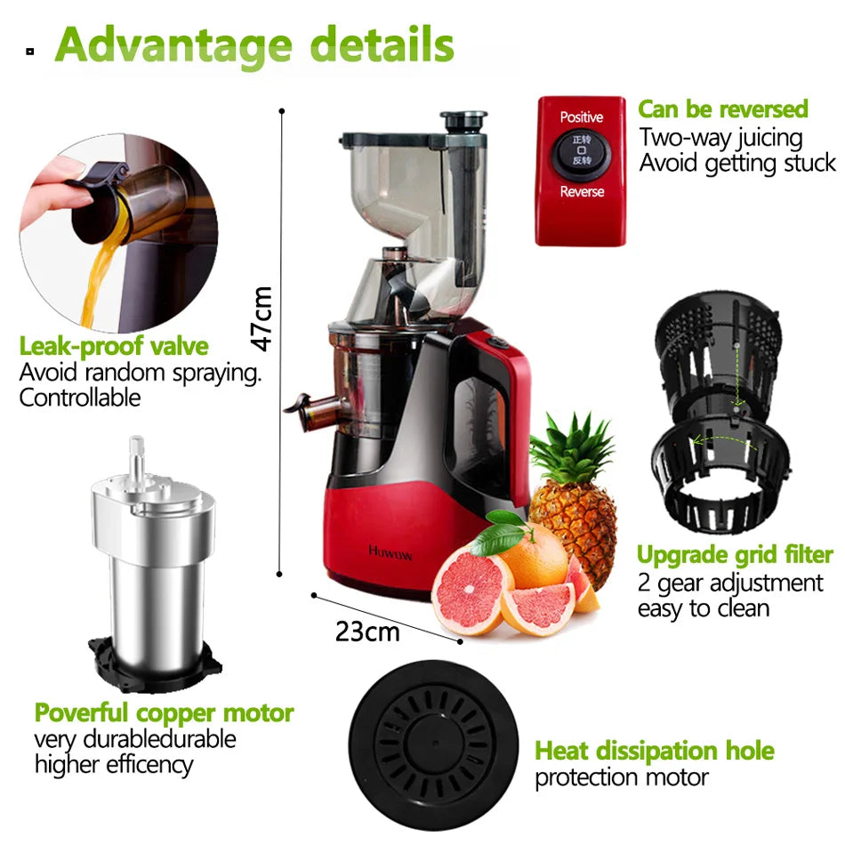 Huwow Wholesale Drinkware Juicer Table 3c Tritan Material Stirring Manual Juicers Blenders Easy To Clean Low Speed Antioxidant