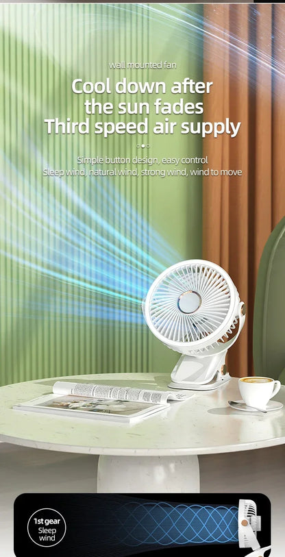 Xiaomi 8000mAh Clip-on Fan 3 Speed Quiet Rechargeable Desktop Portable Air Circulator Wireless Fan With LED Light Camping Home