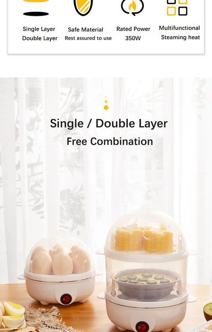 Single and double layer multifunctional egg cooker corn syrup ready-to-eat breakfast boiled egg steamer kitchen appliances