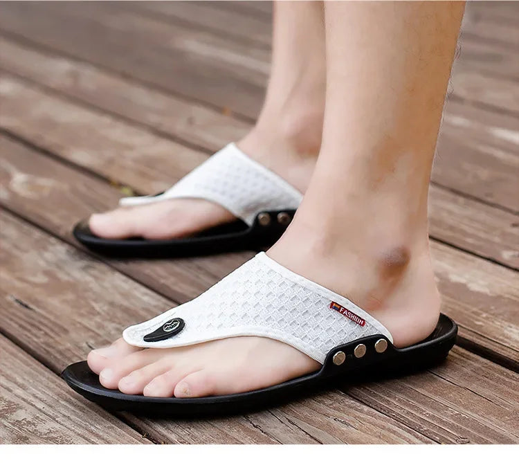 MAEDEF Slippers Summer Flip Flops for Men Beach Slippers Casual Sandals Comfortable Shoes Non-Slip Bathroom Shoes  Men Slides