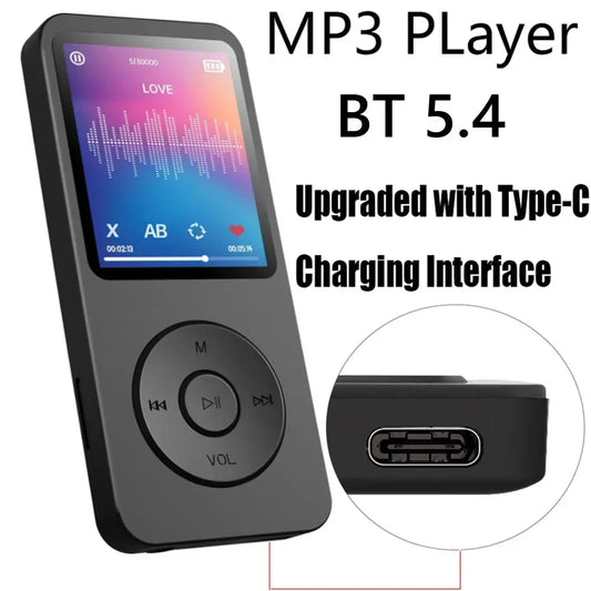 1,8 Zoll MP3-Player Typ-C Tragbarer Walkmen Bluetooth 5.4 Kompatibel E-Books Aufnahme Sport FM Radio Musik-Player 2024 Neu