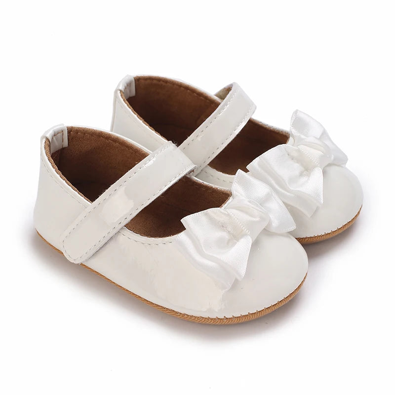 HAIZHIW 0-18 Months Cute White Lace Baby Girl Princess shoes Baby Shoes Bow Fringe Rubber Soled Non-slip Footwear Crib Shoes