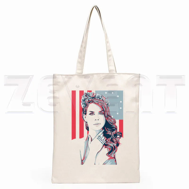 Lana Del Rey LOGO Printed Graphic Hipster Cartoon Print Shopping Bags Girls Fashion Casual Pacakge Hand Bag