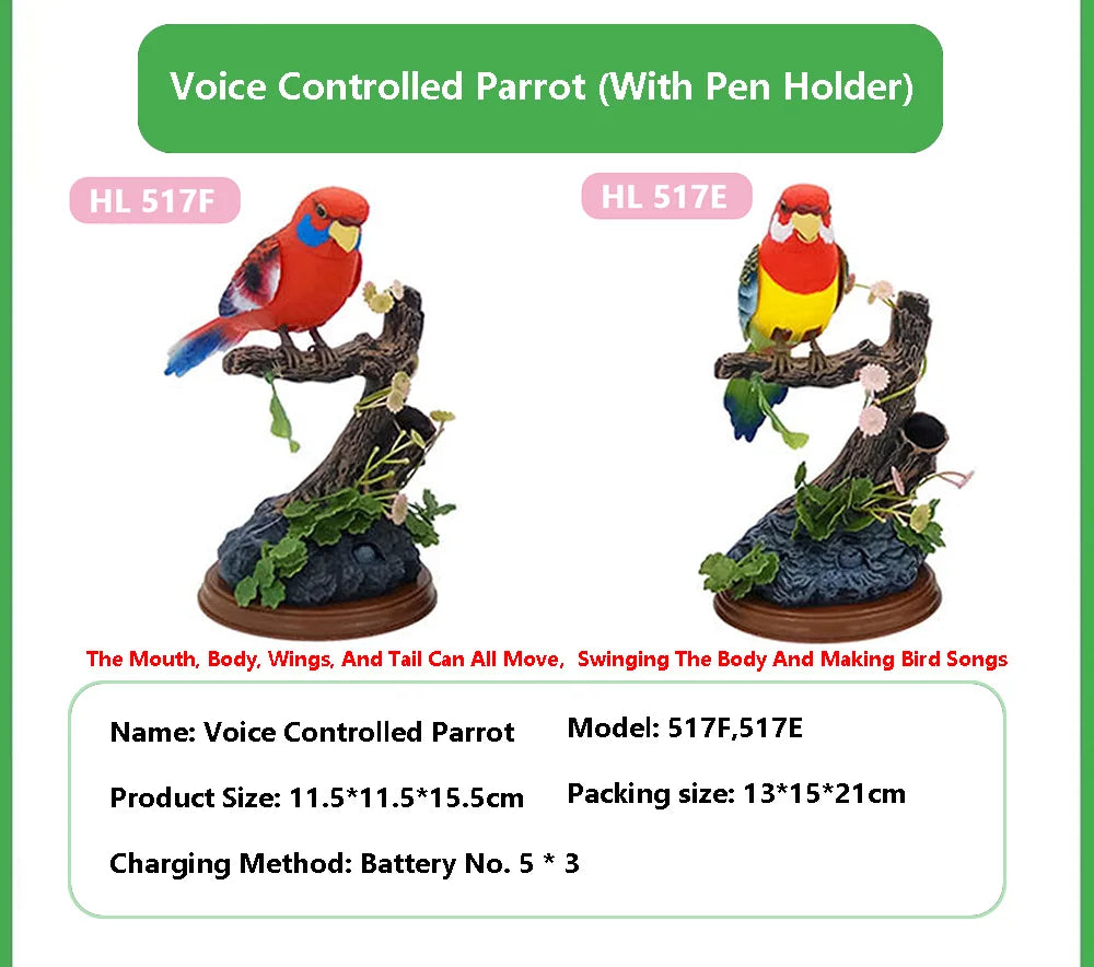 Sound And Voice Control Stimulation Induction Cage Bird Cage Sound Electric Bird Pet Toy Garden Display Children's Toy Gifts