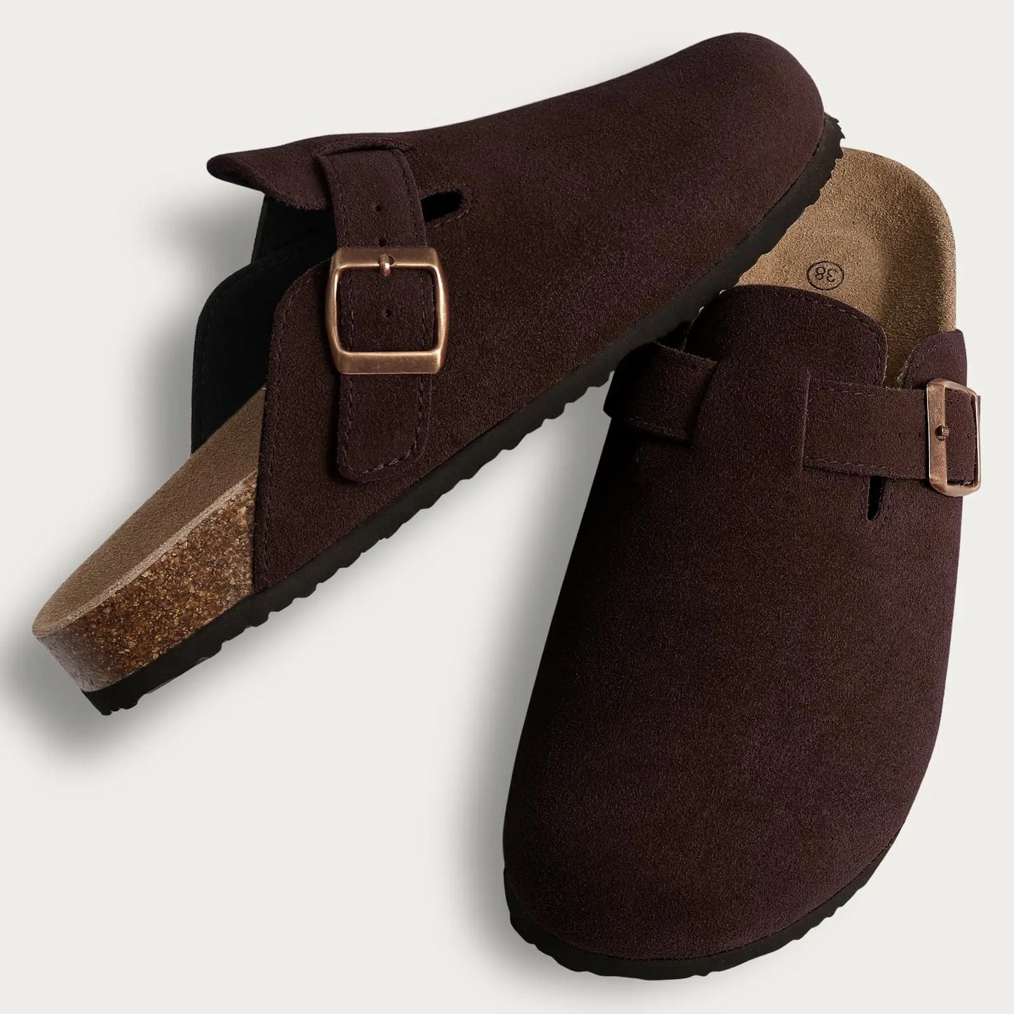 KIDMI Fashion Suede Clogs Slippers Men Clogs Slippers Cork Clogs Beach Sandals Outdoor Soft Nonslip Men Mules With Arch Support