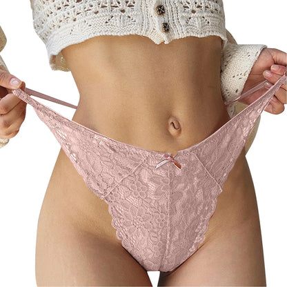 Sexy Lace Panties Womens Hollow Out Transparent Underwear Breathable Soft Floral Embroidery Lingerie Female High Waist G-String