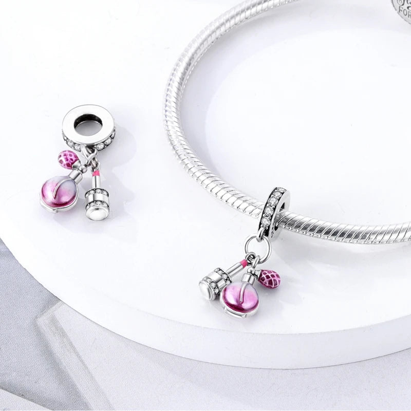 2025 925 Sterling Silver Charms Beads Love Heart Pink Original Charm Pendant Fit Charm Bracelets DIY Jewelry Birthday Gift Women