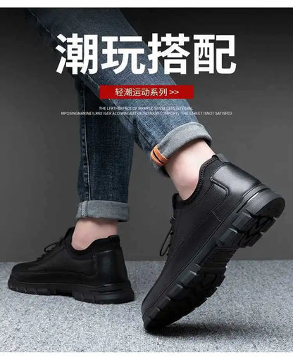 Casual Leather Shoes for Men Autumn Brand Men's Business Office Loafers Platform Mens' Soft Social Shoes Work Footwear Moccasins