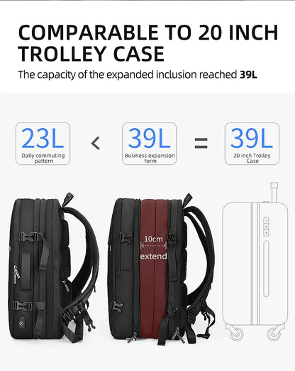 HK Business Backpack for Men Waterproof Anti-Theft 15.6” Laptop Backpack Casual Large Capacity Expandable Travel Bag Short Trip