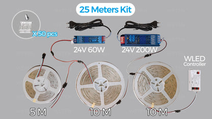 WLED Controller ESP32 RGBIC COB LED Strip Light Tape Kit Sound Reactive Music Sync Work with Alexa 24V 5 10 15 20 25 30 40 M