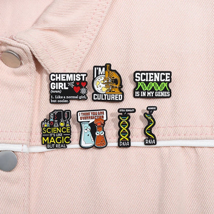 Chemical Structure Molecule Proton Enamel Pins Science Is In My Genes Brooches Lapel Badges Jewelry Gift For Physicists Chemists